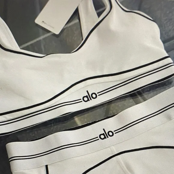 ALO Yoga White Set with Black Accents